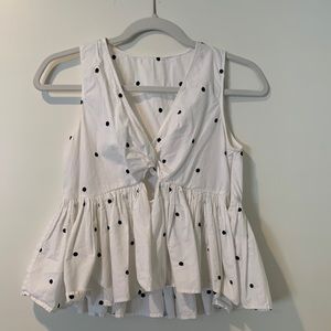 Zara white and black poka dot shirt